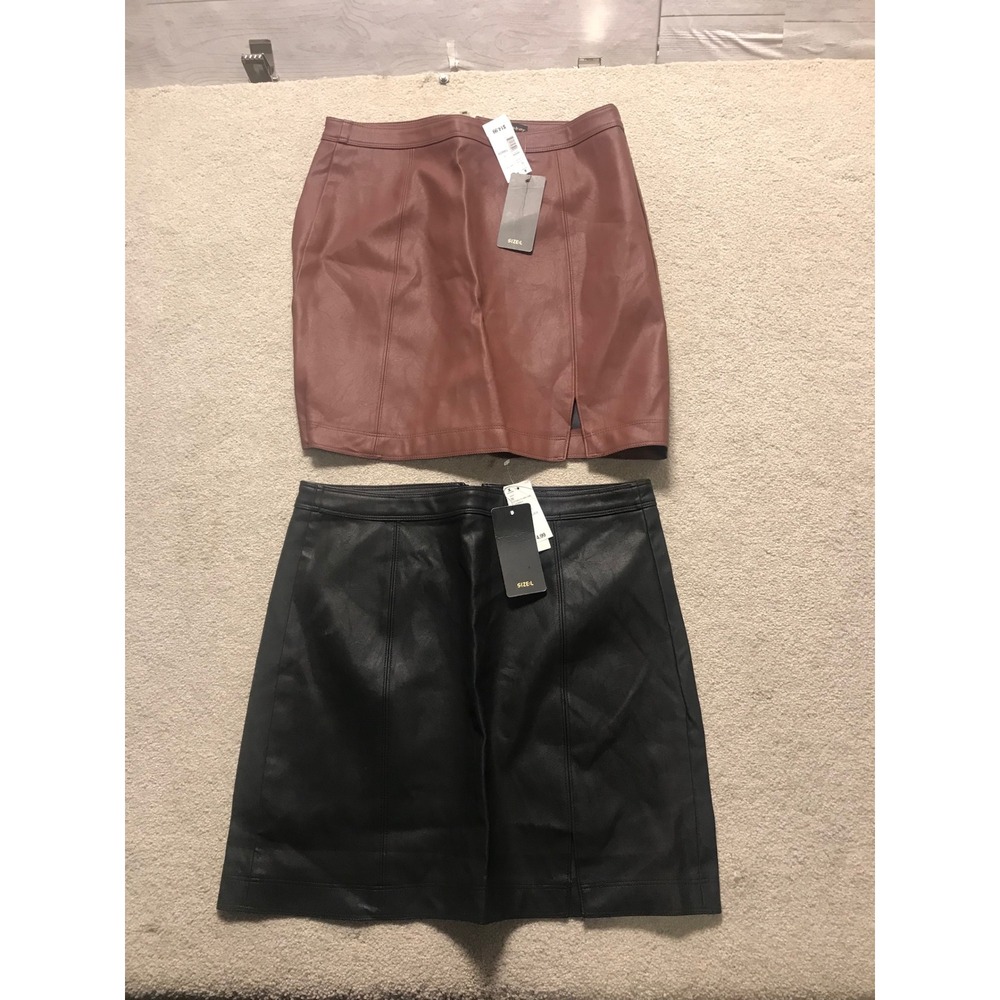 Shinestar Faux Leather Mini Skirt High Waist Textured Party Size L Bundle of 2